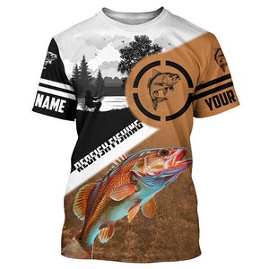 Redfish Puppy Drum Fishing customize name performance fishing shirt UV protection long sleeves NQS614