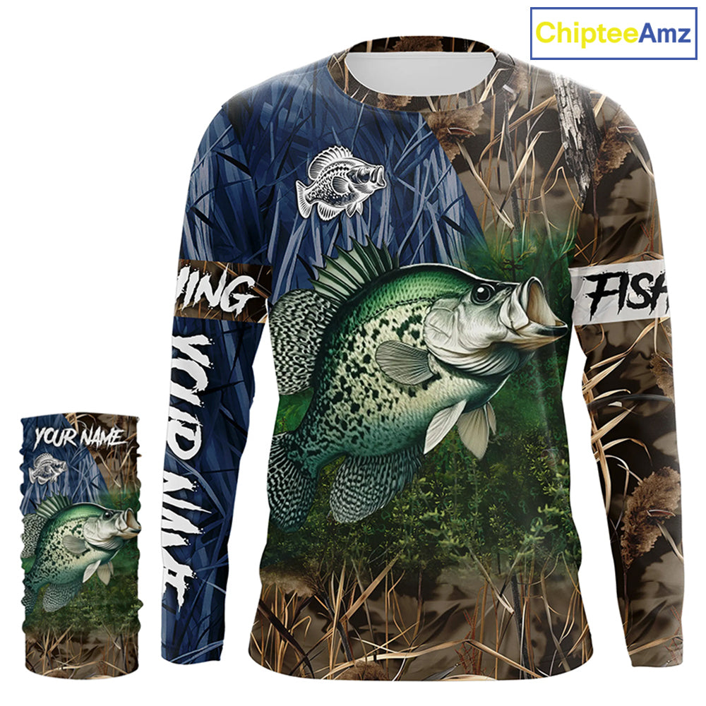 Crappie Fishing camo fishing team shirts, custom Performance Long Sleeve fishing shirts - NQS1260
