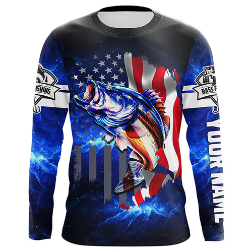 Bass Fishing 3D American Flag patriotic Customize Bass fishing jerseys - personalized fishing gift NQS387