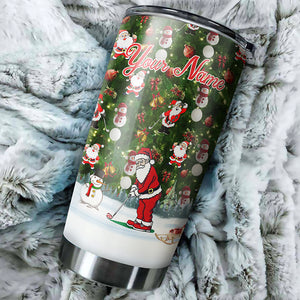 Santa golf Christmas pattern Custom Stainless Steel Tumbler Cup personalized Christmas golf gifts NQS6913