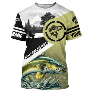 Walleye Fishing performance fishing shirt UV protection customized name long sleeves fishing apparel NQS1268