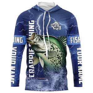 Crappie Fishing blue lightning jerseys custom name performance Long Sleeve tournament fishing shirts NQS5351