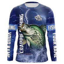 Load image into Gallery viewer, Crappie Fishing blue lightning jerseys custom name performance Long Sleeve tournament fishing shirts NQS5351