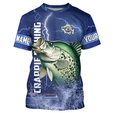 Load image into Gallery viewer, Crappie Fishing blue lightning jerseys custom name performance Long Sleeve tournament fishing shirts NQS5351