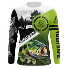 Load image into Gallery viewer, Largemouth Bass fishing green black Customize Name bass fish skull UV protection fishing shirts NQS1270