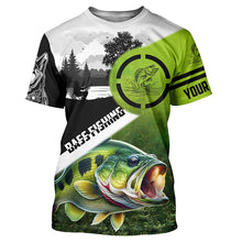 Load image into Gallery viewer, Largemouth Bass fishing green black Customize Name bass fish skull UV protection fishing shirts NQS1270