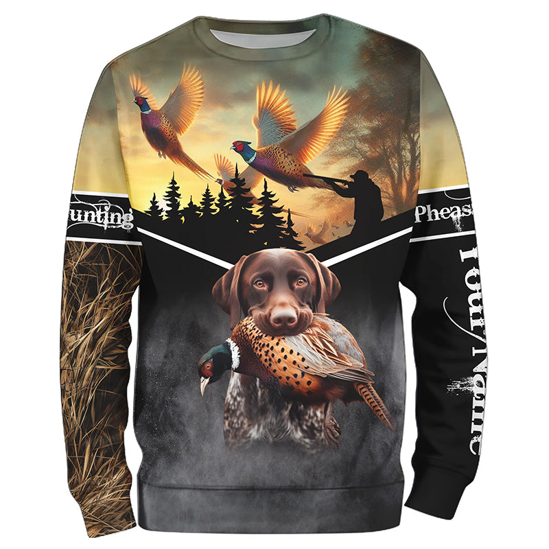 Pheasant hunting dog German Shorthaired Pointer Custom Name 3D All over print hunting camo Shirts NQS1742