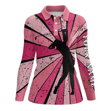 Load image into Gallery viewer, Vintage pink Womens golf polo shirt custom golf tops for women, team golf shirts ladies gift for mom NQS5381
