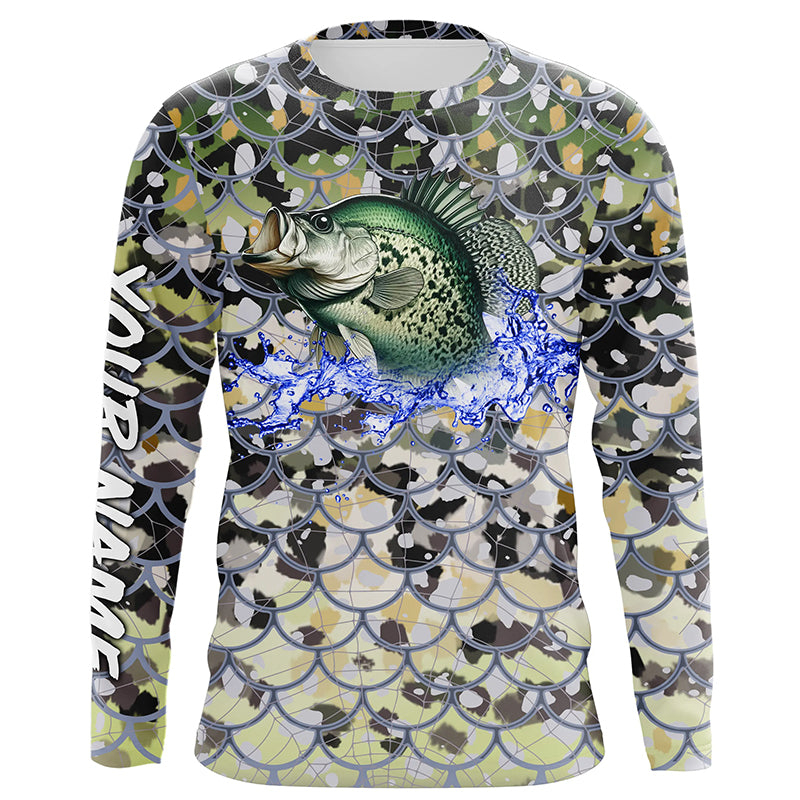 Crappie Fishing crappie scales customize name performance UV protection long sleeves fishing shirts NQS4834