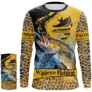 I am a fisherman Walleye Fishing Custome sun protection long sleeve fishing shirt for men, women, kid NQS258