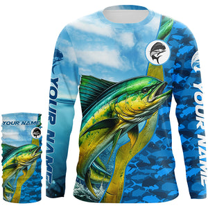 Mahi mahi saltwater fishing Custom sea blue camo UV Protection Fishing shirts, Dorado fishing Jerseys NQS5631