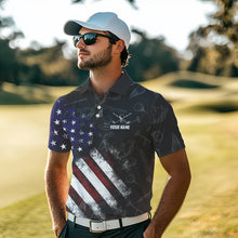 Load image into Gallery viewer, Retro American Flag Eagle Golf Polo Shirt for Men Custom Patriotic Golf Team Jersey best golf gifts NQS9633
