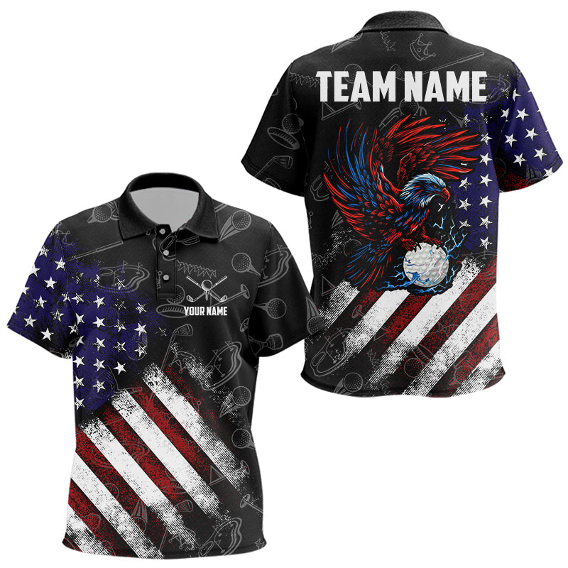 Retro American Flag Eagle Golf Polo Shirt for Kid Custom Patriotic Golf Team Jersey best golf gifts NQS9633