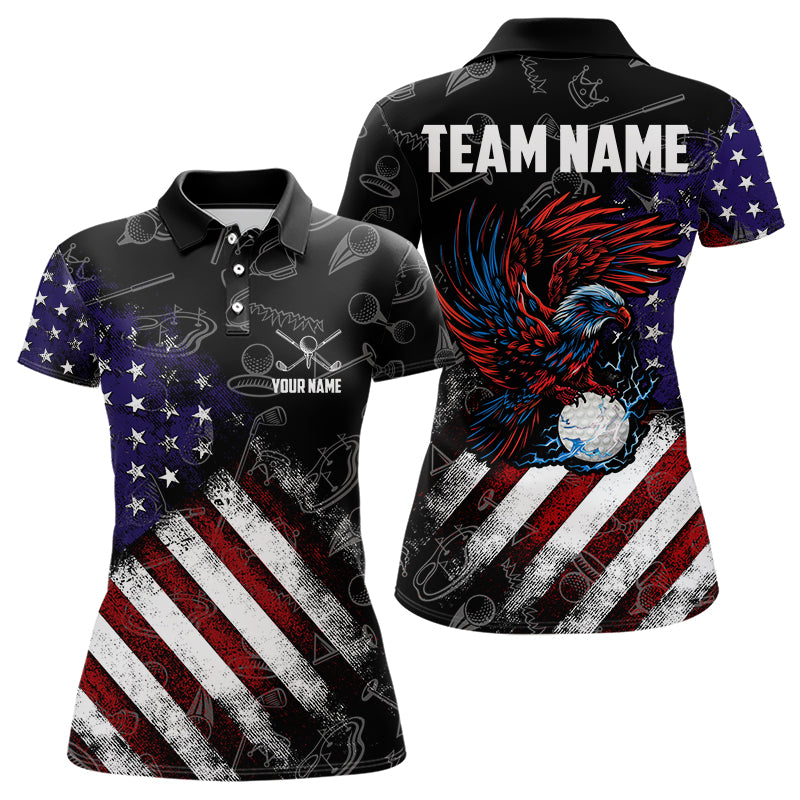 Retro American Flag Eagle Golf Polo Shirt for Women Custom Patriotic Golf Team Jersey best golf gifts NQS9633