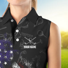 Load image into Gallery viewer, Retro American Flag Eagle Golf Women Sleeveless Polos Custom Patriotic Golf Team Jersey best golf gift NQS9633