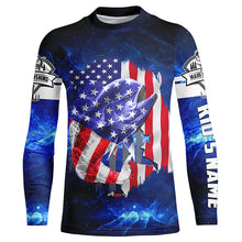 Load image into Gallery viewer, Mahi Mahi Fishing American Flag blue galaxy Custom UV protection long sleeve fishing shirts NQS424