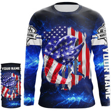 Load image into Gallery viewer, Mahi Mahi Fishing American Flag blue galaxy Custom UV protection long sleeve fishing shirts NQS424