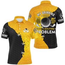 Load image into Gallery viewer, Men golf polo shirts custom My drinking team has a golfing problem, beer pattern black golf team shirt NQS7764