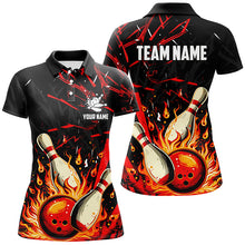 Load image into Gallery viewer, Black and Red Womens Bowling shirts custom flame bowling apparel team bowling jerseys, gift for bowler NQS7766