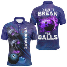 Load image into Gallery viewer, Purple Skull Flame Bowling Shirts For Men Custom Bowling Team Jerseys I'm here to break your balls NQS8635