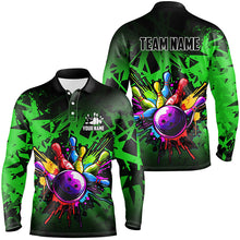 Load image into Gallery viewer, Colorful bowling jerseys Polo, 1/4 Zip Shirt for Men Custom Bowling Team shirts for bowler | Green NQS8881