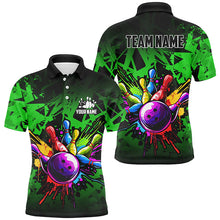 Load image into Gallery viewer, Colorful bowling jerseys Polo, 1/4 Zip Shirt for Men Custom Bowling Team shirts for bowler | Green NQS8881