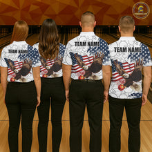 Load image into Gallery viewer, Red, White, Blue American Flag Eagle Women Bowling Shirts Custom Patriotic Camo Bowling Team Jersey NQS11192