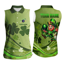Load image into Gallery viewer, Green shamrock Lucky Bowling Sleeveless Polo Shirt Custom St Patrick Day Team bowling Shirts NQS9328
