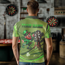 Load image into Gallery viewer, Green shamrock Lucky Dart Polo, Quarter Zip Shirt For Men Custom St Patrick Day Dart Jerseys For Team NQS9329