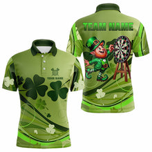 Load image into Gallery viewer, Green shamrock Lucky Dart Polo, Quarter Zip Shirt For Men Custom St Patrick Day Dart Jerseys For Team NQS9329