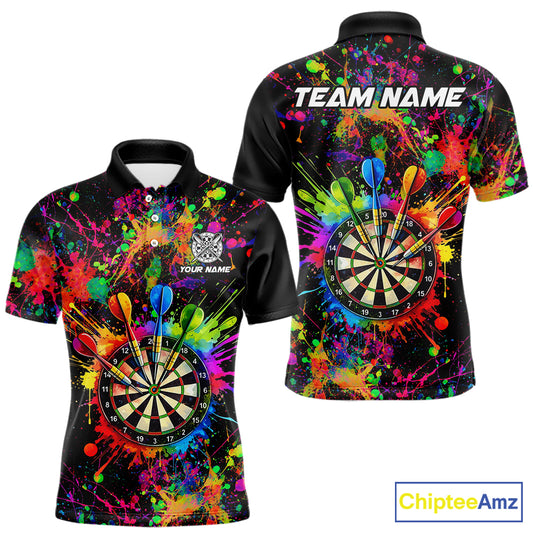 Colorful watercolor Dartboard Shirt for mens Custom Dart jerseys for team, dart league shirts NQS11397