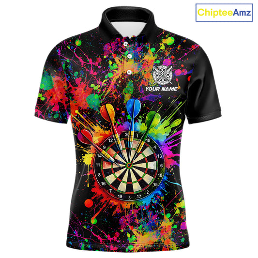 Colorful watercolor Dartboard Shirt for mens Custom Dart jerseys for team, dart league shirts NQS11397