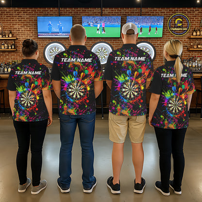 Colorful watercolor Dartboard Shirt for mens Custom Dart jerseys for team, dart league shirts NQS11397