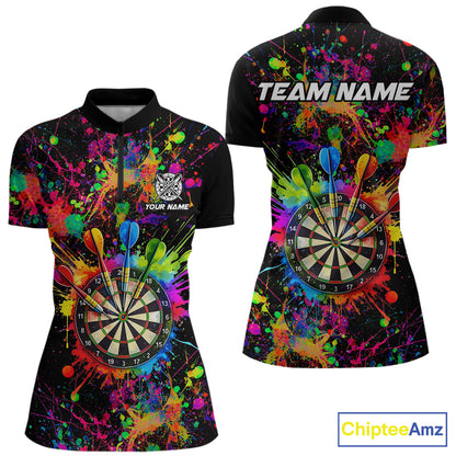 Colorful watercolor Dartboard Shirt for Women Custom Dart jerseys for team, dart league shirts NQS11397