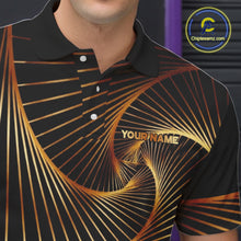 Load image into Gallery viewer, Custom Black and Gold Bowling Polo, Quarter Zip Shirts for Men, Team Bowling League Jerseys NQS11599