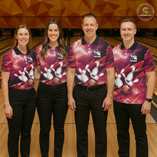 Load image into Gallery viewer, Red Storm Lightning Thunder Bowling Polo, Quarter Zip Shirt For Women Custom Bowling Team Jersey NQS11718