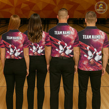 Load image into Gallery viewer, Red Storm Lightning Thunder Bowling Polo, Quarter Zip Shirt For Women Custom Bowling Team Jersey NQS11718