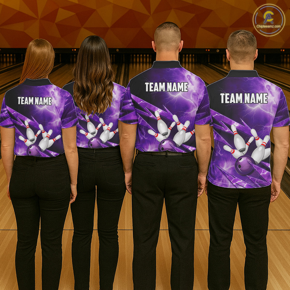 Purple Storm Lightning Thunder Bowling Polo, Quarter Zip Shirt For Men Custom Bowling Team Jersey NQS11720