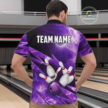 Load image into Gallery viewer, Purple Storm Lightning Thunder Bowling Polo, Quarter Zip Shirt For Men Custom Bowling Team Jersey NQS11720