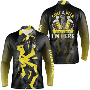 Golf And Beer That's Why I'm Here custom black yellow camo Mens golf polo shirts, golf tops for men NQS7427