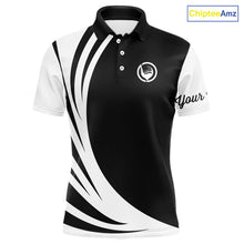 Load image into Gallery viewer, Mens polo golf shirts custom name black and white golf shirt, team golf shirts mens NQS9844