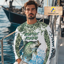 Load image into Gallery viewer, Crappie fishing green scales UV protection custom hooded sun shirt, Crappie fishing jerseys NQS10228