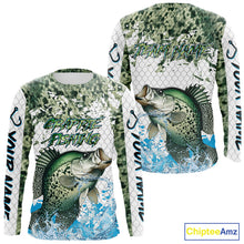 Load image into Gallery viewer, Crappie fishing green scales UV protection custom hooded sun shirt, Crappie fishing jerseys NQS10228