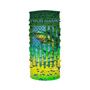 Mahi mahi ( Dorado) fishing American flag green mahi mahi scales Customized Long Sleeve Fishing Shirts NQS2182