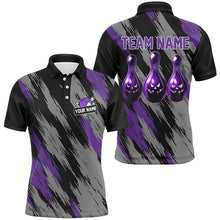 Load image into Gallery viewer, Black and purple camo Halloween Men Bowling Polo, Quarter zip shirt custom bowling Team jerseys NQS8202