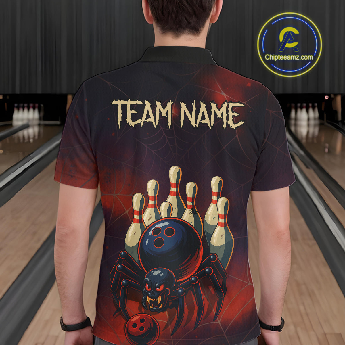 Personalized Funny Angry Spider Bowling Team Polo, 1/4 Zip Shirts For Men, Spider Bowling Jerseys NQS11204