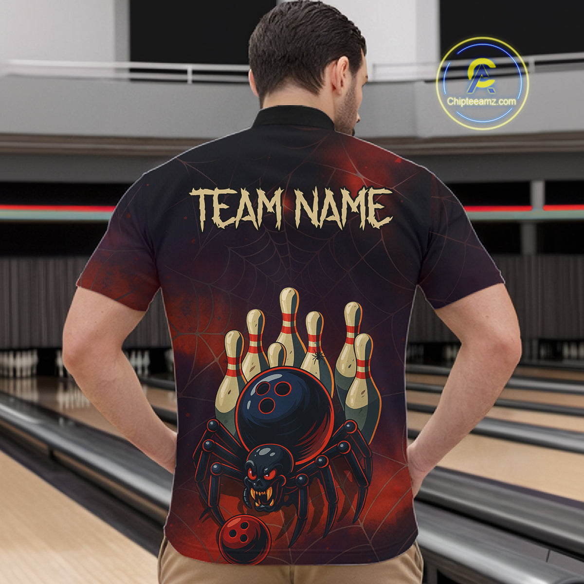 Personalized Funny Angry Spider Bowling Team Polo, 1/4 Zip Shirts For Men, Spider Bowling Jerseys NQS11204