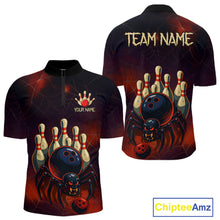 Load image into Gallery viewer, Personalized Funny Angry Spider Bowling Team Polo, 1/4 Zip Shirts For Men, Spider Bowling Jerseys NQS11204