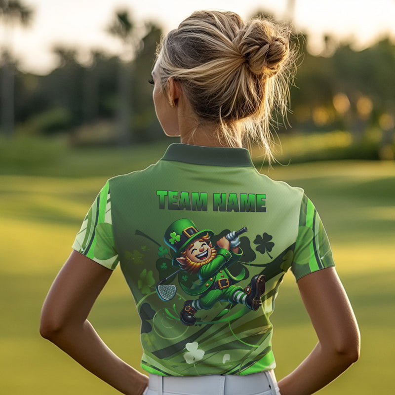 Green shamrock Lucky Golf Polo Shirts For Women Custom St Patrick Day Team Golf Shirts NQS9470