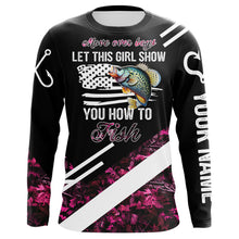 Load image into Gallery viewer, Move over boys let this girl show you how to fish Crappie fishing pink camo custom 3D fishing shirt NQS9471